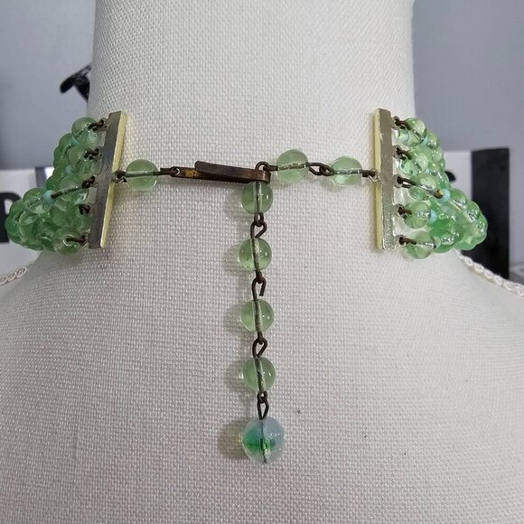 Vintage 50's-60's Green Aurora Borealist Five Stand Chunky Choker Necklace - Picture 3 of 4